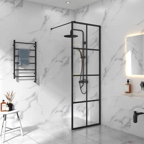 Duschvägg 70×200 cm – svart spröjs & 6 mm säkerhetsglas Duschvägg 70×200 cm – svart spröjs & 6 mm säkerhetsglas