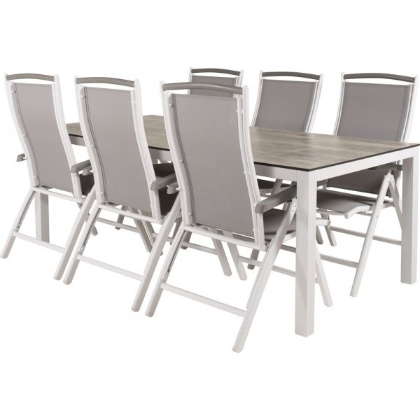 Tottarp Spisegruppe (205x100) - Hvid/Gr - 6 Stole