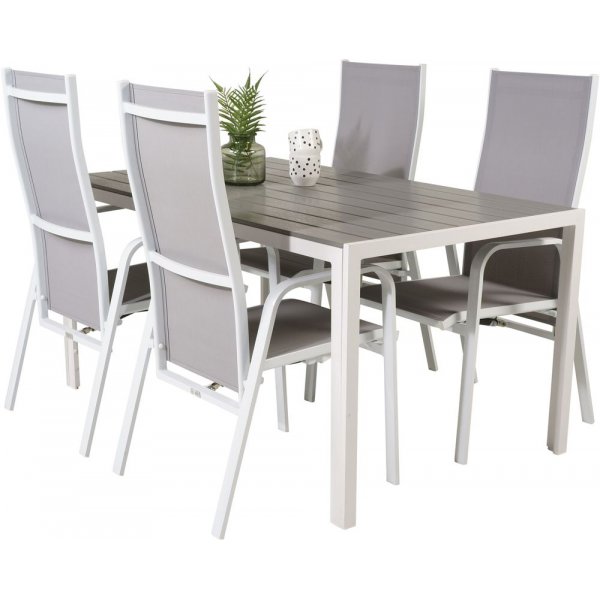 Ervalla Spisegruppe (150x90) - Hvid/Gr - 4 Stole