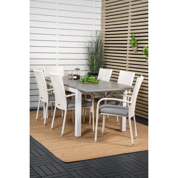 Ekenäs Matgrupp (160x90) - Vit/Grå - 6 Stolar Ekenäs Matgrupp (160x90) - Vit/Grå - 6 Stolar
