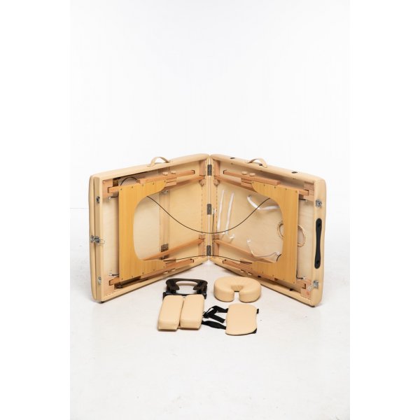 Massagebnk med trben - 2 zoner - Beige