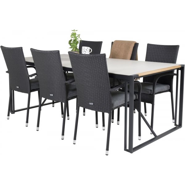 Tornsborg Matgrupp (200x100) - Svart/Grå - 6 Stolar Tornsborg Matgrupp (200x100) - Svart/Grå - 6 Stolar