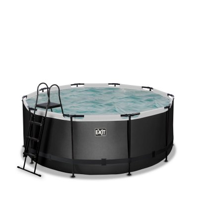 Pool 360x122cm med filterpump - Svart