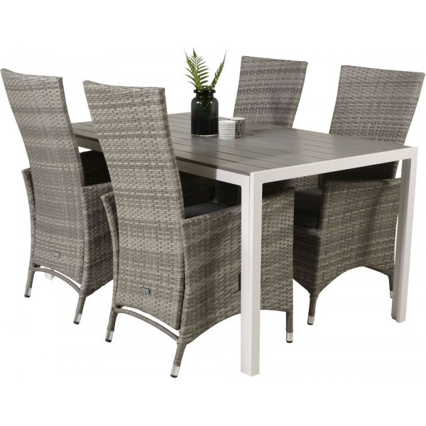 Ervalla Matgrupp (150x90) - Gr�/Vit - 4 Stolar