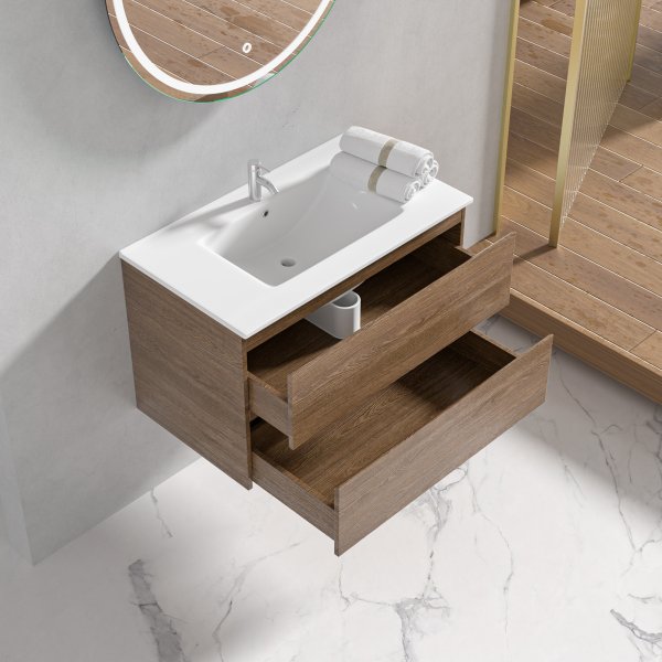 Kylpyhuonekalusteet Milan 80 cm - pähkinä + WC-paperin pidike Kylpyhuonekalusteet Milan 80 cm - pähkinä + WC-paperin pidike