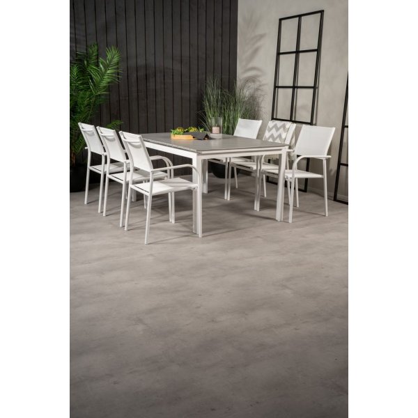 Prässebo Matgrupp (160x100) - Vit/Grå - 6 Stolar Prässebo Matgrupp (160x100) - Vit/Grå - 6 Stolar