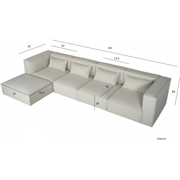 Nees modulsoffa - sittpuff - Stone White