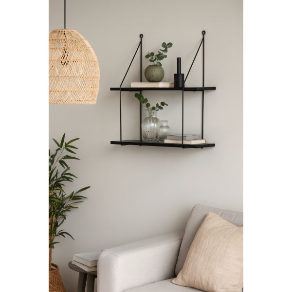 V�gghylla Vesper i svart - 58x59 cm