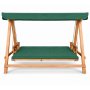 Hammock i Tr� med Gr�na Dynor och Tak F�llbar