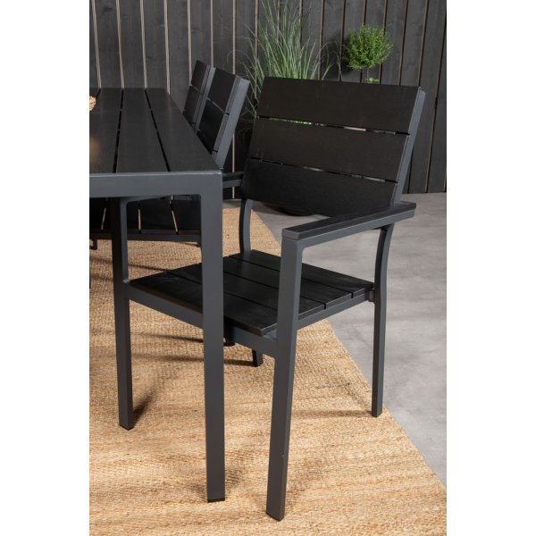 Ervalla Matgrupp (205x90) - Svart - 6 Stolar