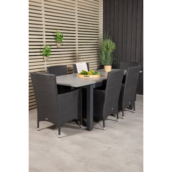 Ekenäs Spisegruppe (152x90) - Sort/Grå - 6 Stole Ekenäs Spisegruppe (152x90) - Sort/Grå - 6 Stole