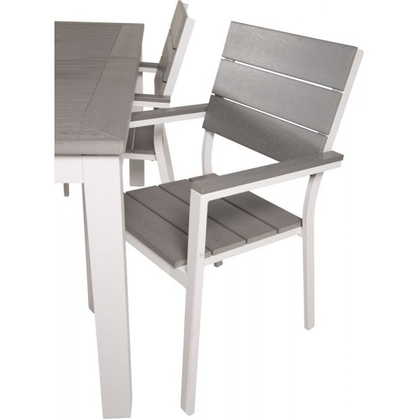 Eken�s Matgrupp (160x90) - Vit/Gr� - 4 Stolar