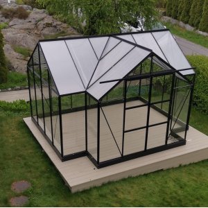 Drivhus Triton med hærdet glas - 10,2 m² + Rengøringsmiddel til drivhus