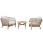Bellagio Lounge-Set aus teakfarbenem Holz mit Seil und hellen Kissen
