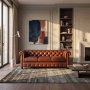 1 Brun Chesterfield 3-sits Soffa Äkta Skinn - Old England 220x90x77 cm