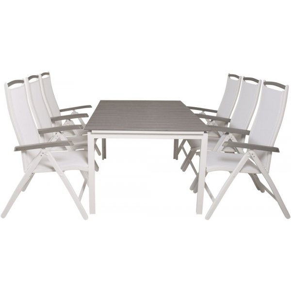 Prssebo Matgrupp (160x100) - Vit/Gr - 6 Stolar