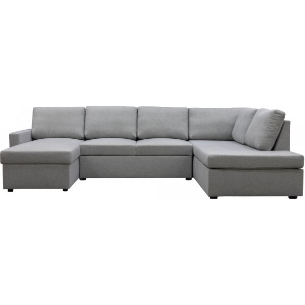 U-soffa b�ddsoffa T�rn� v�ndbar med f�rvaring - 304 cm - ljusgr�