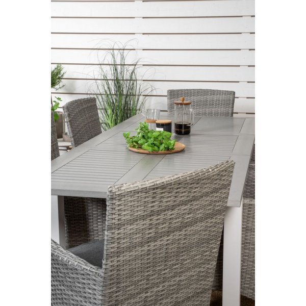 Eken�s Matgrupp (160x90) - Gr�/Vit - 6 Stolar