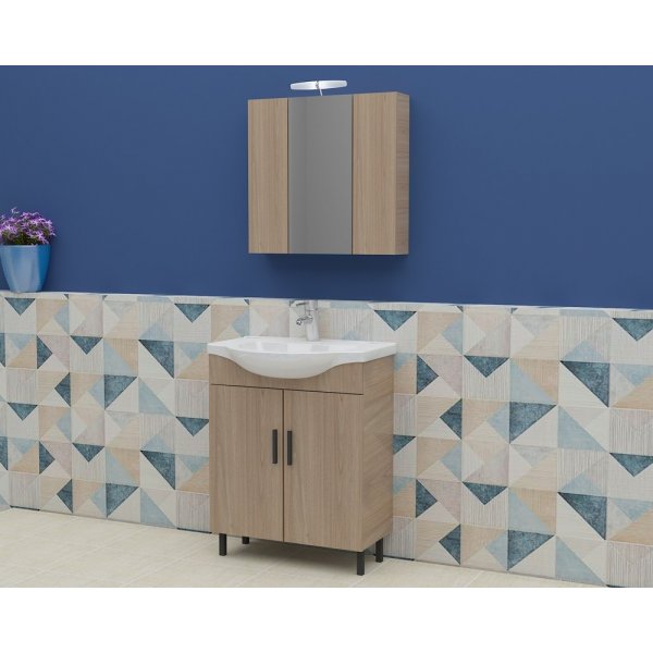 Badrumsmbler Luna 65 - Beige med spegelskp