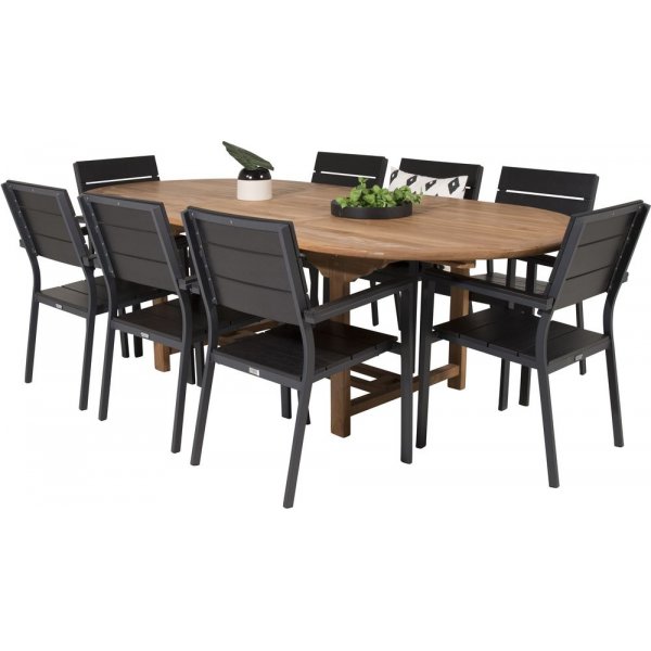 Bjuråker Spisegruppe (180x120) - Sort/Natur - 8 Stole Bjuråker Spisegruppe (180x120) - Sort/Natur - 8 Stole