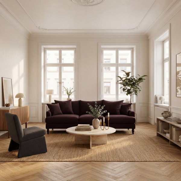 Soffa Dalton 225 cm - M�rkbrun l�derimitation