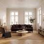 Soffa Dalton 225 cm - M�rkbrun l�derimitation