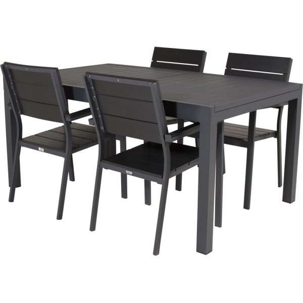 Holma Spisegruppe (160x100) - Sort - 4 Stole Holma Spisegruppe (160x100) - Sort - 4 Stole