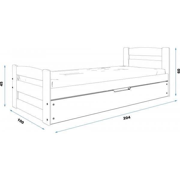 Juniors�ng Ernie med f�rvaring 90 cm - Furu