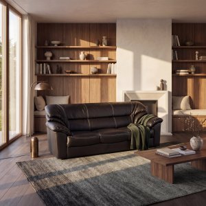 Dominic Svart 3-sits Soffa i Konstl�der - Bredd 182 cm & Djup 84 cm