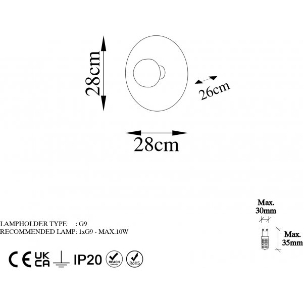 Kurt v�gglampa �28 cm - Koppar