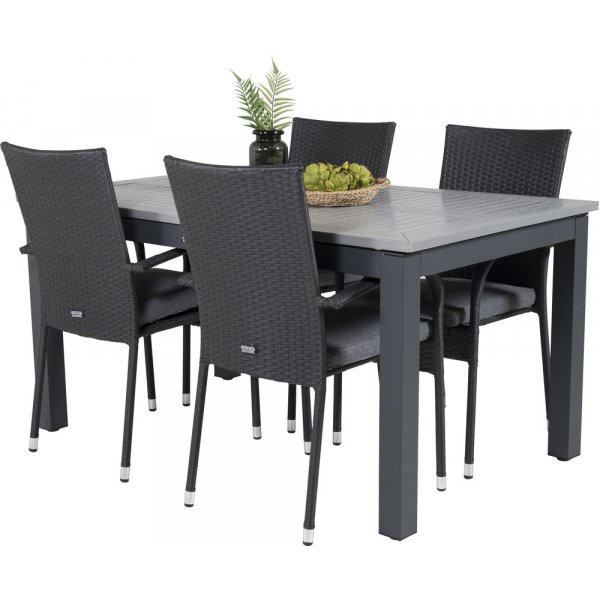 Ekenäs Matgrupp (152x90) - Svart/Grå - 4 Stolar Ekenäs Matgrupp (152x90) - Svart/Grå - 4 Stolar
