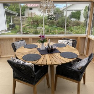 Matgrupp utem�bler 6 sittplatser akaciatr� GSP-st�l antracit