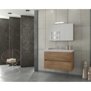 Badrumsmöbler Luxus 85 - Träfärgat med spegelskåp