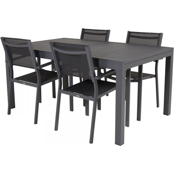 Holma Spisegruppe (160x100) - Sort - 4 Stole Holma Spisegruppe (160x100) - Sort - 4 Stole