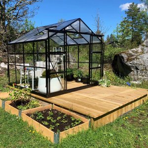 Växthus 6,4 m² | 4 mm säkerhetsglas | 5 års stormgaranti | Svart Växthus 6,4 m² | 4 mm säkerhetsglas | 5 års stormgaranti | Svart