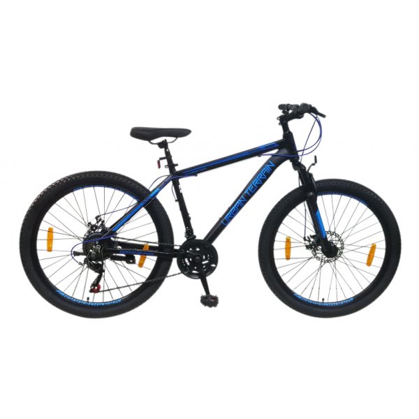 Mountainbike Aluminium Urban Terrain - 26\\\" Svart/Blå + Cykellås Mountainbike Aluminium Urban Terrain - 26\\\" Svart/Blå + Cykellås