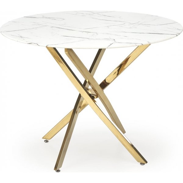 Raymond matbord �100 cm - Vit marmor/guld