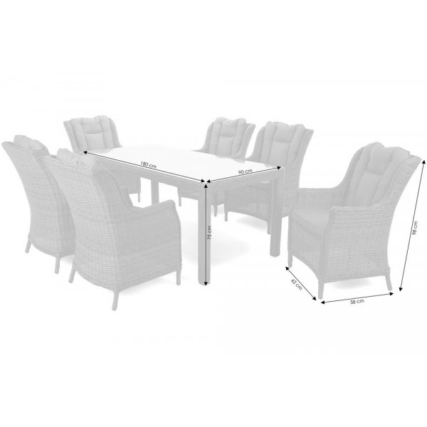 Matgrupp Bristol 180 cm - grå/grå, inkl. 6 stolar Matgrupp Bristol 180 cm - grå/grå, inkl. 6 stolar