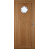 Innerdörr Nyby - Massiv - Ekfanér - Runt glas i alu-ram Innerdörr Nyby - Massiv - Ekfanér - Runt glas i alu-ram