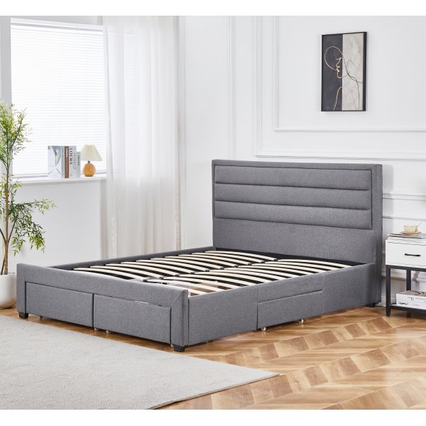S�ngram med f�rvaring inklusive s�nggavel 160 x 200 cm gr�