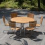 Mllan utegrupp i teak: 6 st stolar med matbord 130 cm