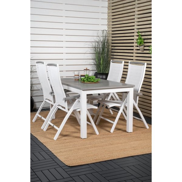 Ekens Matgrupp (160x90) - Vit/Gr - 4 Stolar