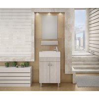 Möbelpaket Sky 50 - Vit/Beige-färgat med spegel Möbelpaket Sky 50 - Vit/Beige-färgat med spegel