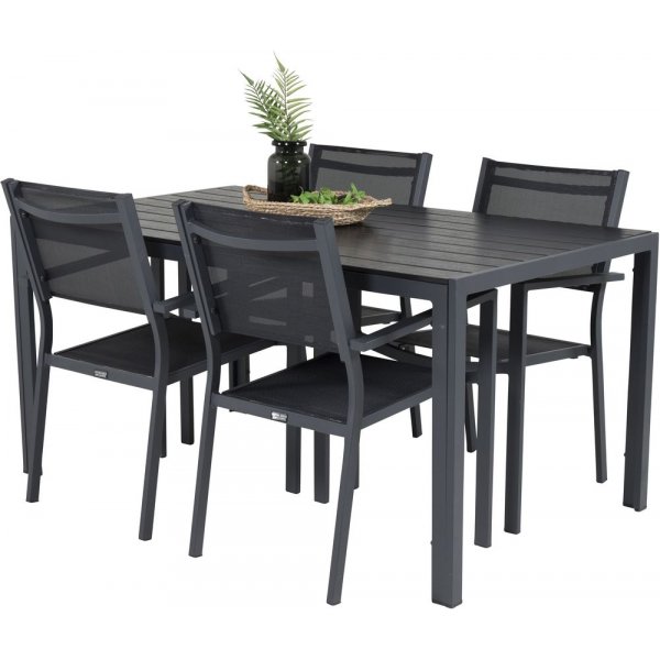 Ervalla Matgrupp (150x90) - Svart - 4 Stolar Ervalla Matgrupp (150x90) - Svart - 4 Stolar