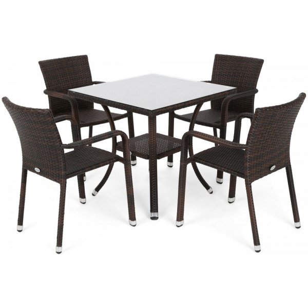 Matgrupp Sumba bord + 4 stolar - Brun melerad