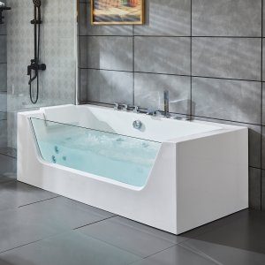 Bubbelbadkar med glasfront & underh&aring;llsv&auml;rmare 170x80cm | BK-020