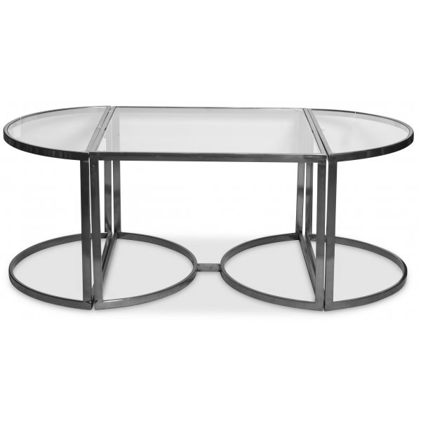 Prins soffbord och sidobord set om 3 bord - Silver/Glas