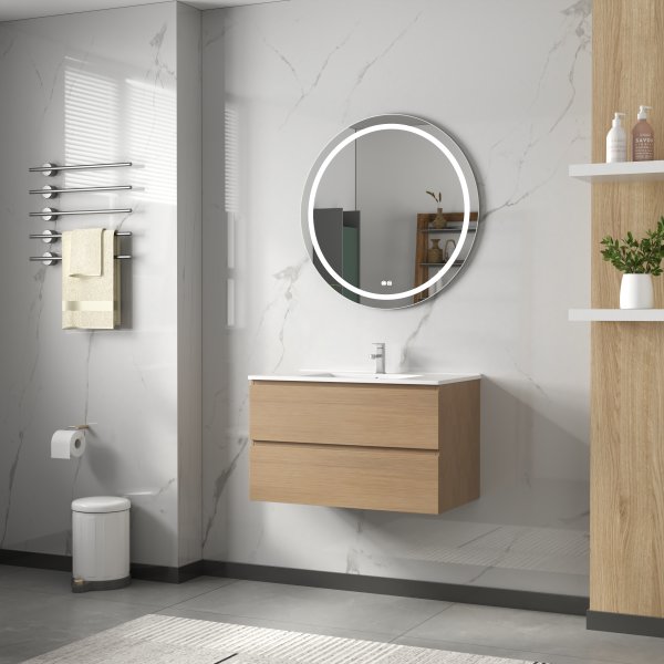 Badrumsmöbler Milan 80 cm - Ljust trä Badrumsmöbler Milan 80 cm - Ljust trä