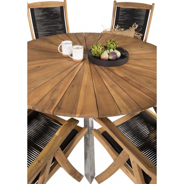 Salstad Matgrupp (ø140) - Natur/Silver - 6 Stolar Salstad Matgrupp (ø140) - Natur/Silver - 6 Stolar