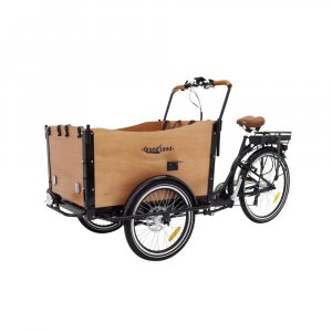 Läs mer om Eldriven Lådcykel med brun låda - 12,8 Ah + Låskätting 6 mm